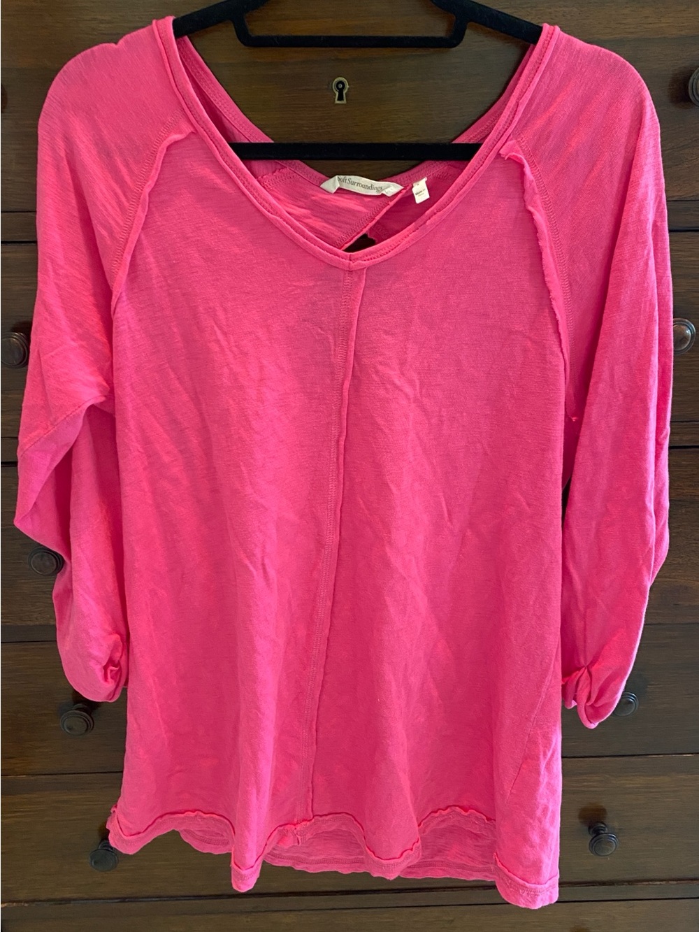 Soft Surroundings Hot Pink V-Neck Lightweight Tunic size S
